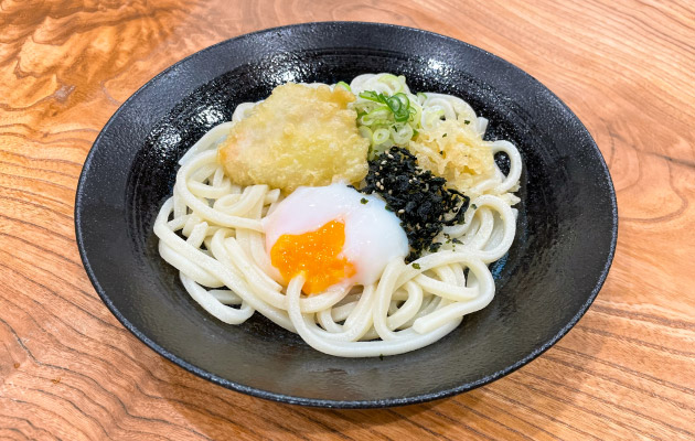 釜玉うどん とり天付き